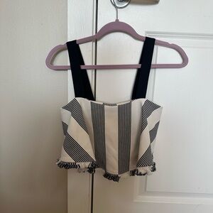 English Factory Striped Black and White Women's crop Top